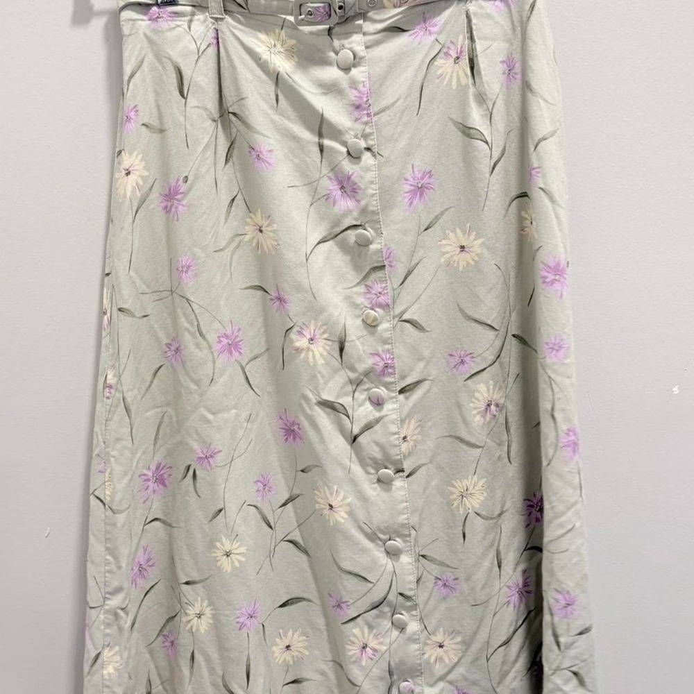 Vintage Sag Harbor Floral Belted Midi Skirt, Medium - Picture 7 of 8